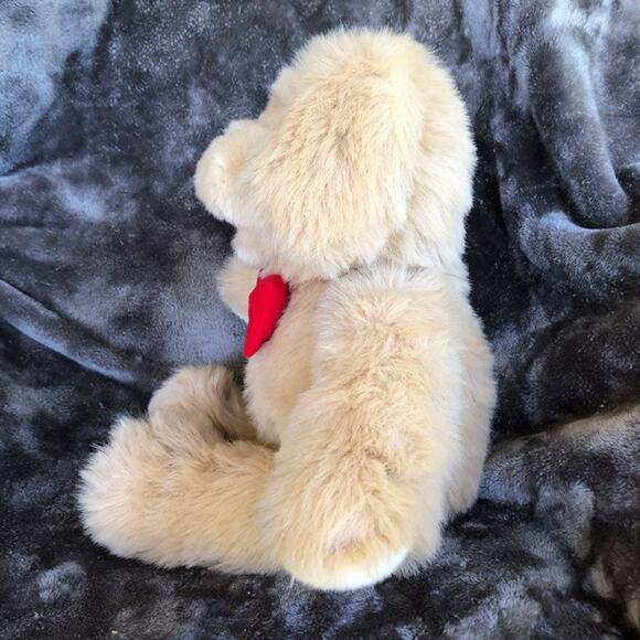Vintage Goffa Dog Plush with Red Bow Tie & Red Mouth Tan Puppy Stuffed Animal - Picture 5 of 12